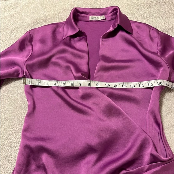 Simkhai Paradisa Wrap Top Purple Draped Surplice Blouse - Picture 9 of 16